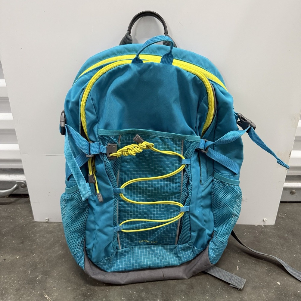 Lands' End Kids Backpack Blue Yellow Unisex School Bag Pack Gorpcore